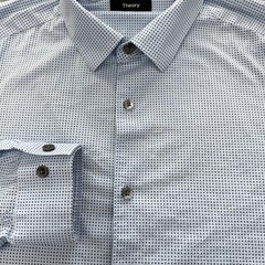 Theory Shirt Mens S Blue Geometric Long Sleeve Button Up Made In China