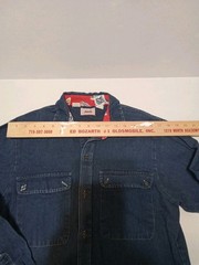 USA 1970s Vintage Male Brand Denim Long Sleeve Shirt Navy Pattern A++ Look