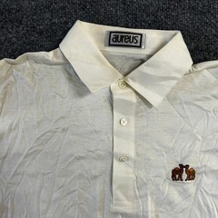 Aureus Polo Mens L Cream Mercerized Cotton Camel Logo Short Sleeve Golf Shirt