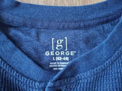 GEORGE Henley Shirt Mens Size L 42-44 Waffle Knit Layering Blue Hiking Outdoors