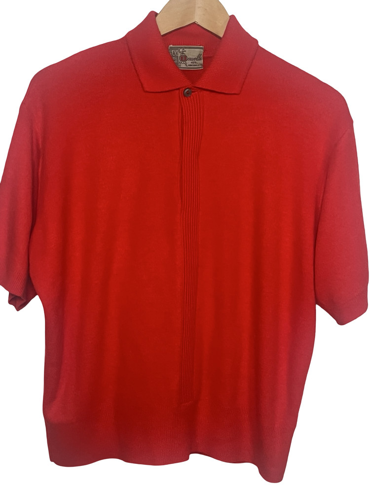Vintage Slack Bar Deauville Hotel Polo Shirt Mens Large Red Acrylic Miami Beach