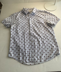 Original Penguin Heritage Slim Fit M Short Sleeve Light Blue Scooter Print Shirt