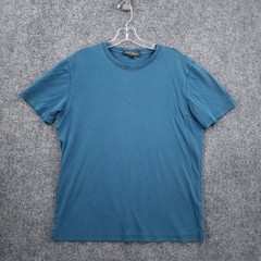 Robert Barakett T Shirt Mens L Large Blue Jersey Crew Neck Short Sleeve Solid