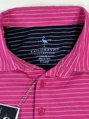 Tailor Byrd Golf Polo Shirt Mens XL Pink Stripe Quick Dry Stretch NWT