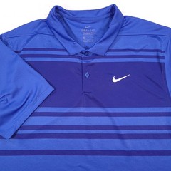 Nike Dri Fit Mens Polo Shirt Size XL Blue Stripe Standard Fit Golf