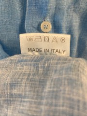 Arla Capri 100% Linen Hand Made Shirt In Italy Long Sleeve Sz 39 (medium) Blue