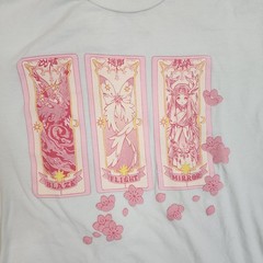 Cardcaptor Sakura Aqua T-Shirt Blaze Flight Mirror Pink Rectangle Size Large