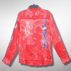 NWT Christian Audigier Medium Shirt TRUE LOVE Dagger Heart Rhinestone Embellish