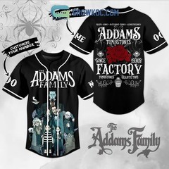 The Addams Family Tombstones Factory Personalized Baseball Jersey With Sewn Trim