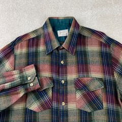 Vintage 70’s Sears Flannel Shirt Mens Large Tall Multicolor Plaid Acrylic