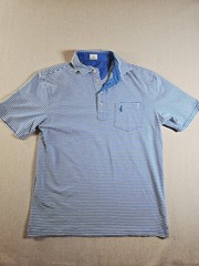 Johnnie-O Hanging Out Polo Shirt Sz S Blue White Stripe Mens Golf