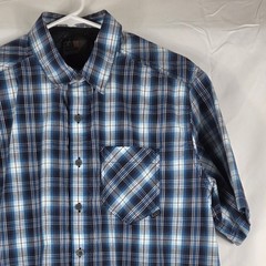 5.11 Tactical Mens Blue Plaid Short Sleeve Snap Front Shirt Medium TLBLIN-4389-1
