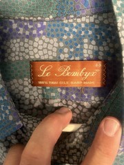 Vintage Le Bombyx Thailand Handmade Men’s 100% Silk Multicolor Button Up Shirt