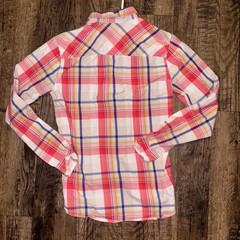 Red Camel Mens Small Plaid Button Down Shirt Long Sleeve Pink Blue Multi Color