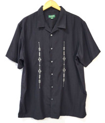 David Taylor Collection Shirt Men’s XL Short Sleeve Button Black White Pinstripe