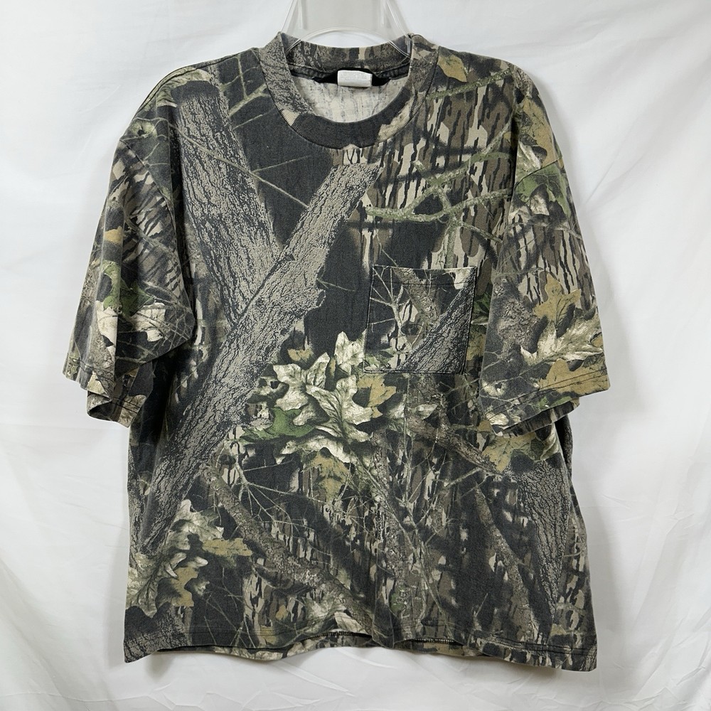 Vtg Liberty Mossy Oak Break Up Short Sleeve Pocket Tee XL T-Shirt Y2K Hunting