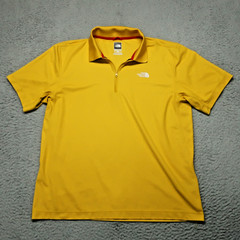 The North Face 1/4 Zip Polo Shirt Mens M Yellow Logo Short Sleeve Collared
