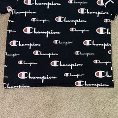 Champion T-Shirt Mens XL Black All Over Print AOP Sports Hip Hop Streetwear