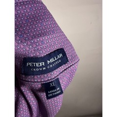 Peter Millar Crown Crafted Mens XL Purple Geometric Scale Performance Polo Shirt