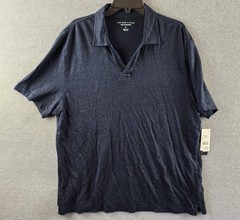 The Men’s Store at Bloomingdale’s Johnny Collar Linen Polo Shirt L True Navy