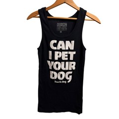 Dixxon Tank Top Women’s M Black Graphic Dog Lover Ribbed Sleeveless Scoop Neck