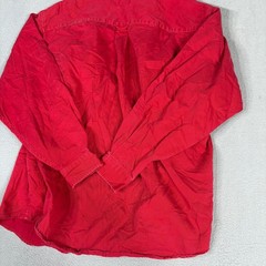 Eddie Bauer Mens L Red Cotton Twill Long Sleeve Button Down Shirt Pocket