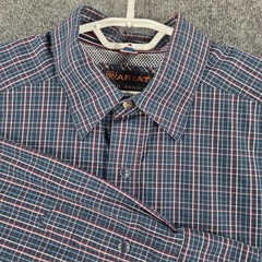 Ariat Pro Series Mens XL TG Button Down Shirt Blue Pearl Snaps Plaid Long Sleeve