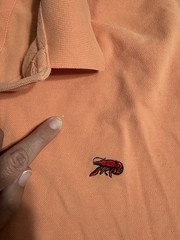 Perlis Men’s L Coral Cotton Short Sleeve Polo, Crawfish Logo 🦞
