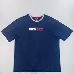 Tommy Hilfiger Ringer Shirt Mens X Large Navy Spellout 90’s/20’s