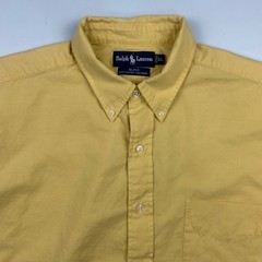 Ralph Lauren Blake Shirt Men XL Yellow Cotton Wool Blend Button Down Long Sleeve