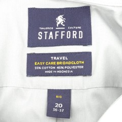 Stafford Gray Easy Care Broadcloth Long Sleeve Dress Shirt Big 20 36-37 Y2K Vibe