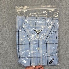 Ecko Unltd Button Up Shirt Men’s L Light Blue White Plaid Short Sleeve Cotton