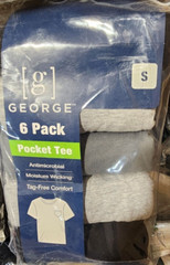 George Men’S Assorted color, Crew neck pocket tee, 6-Pack, Size S