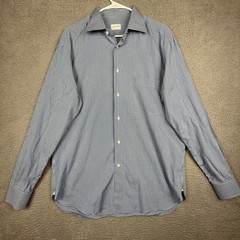 Ermenegildo Zegna Dress Shirt Blue Gingham Checkered Mens Size 42 Made in Turkey