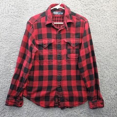 Vintage POLO Ralph Lauren Plaid Flannel Shirt Chin Strap Mens Medium Gingham