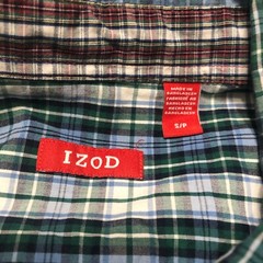 NICE Izod Heritage Tartan Blue Green Plaid Long Sleeve Button-Up Shirt Small