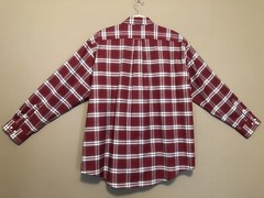 Towncraft Wrinkle Free Stain Release Long Sleeve Shirt Dk Red Cream Plaid Large