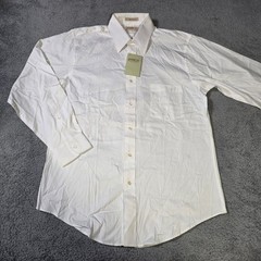 Halborne Ltd Mens 15.5-32 Dress Shirt White Pinpoint Oxford 100% Cotton NWT