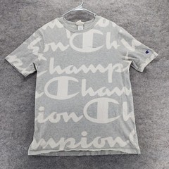 Champion Shirt Mens Large Heritage Gray Logo All Over Print