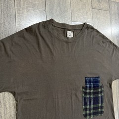 FREI MUT Green Metflix T-Shirt Plaid Pocket Patchwork Japan Recycled Cotton XL
