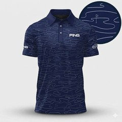 Ping Golf Polo Shirt 2026 Blue Course Pattern AOP Short Sleeve Men’s
