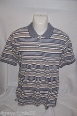 Mens S/S Shirt CLASSIC POLO Rugby GRAY BEIGE WHITE Stripes L 42-44