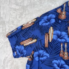 Vintage 90s Kalaheo Hawaiian Shirt Mens XXL Hibiscus Guitar Surfboard Rockabilly