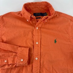 Polo Ralph Lauren Button Down Mens Small Orange Classic Fit Cotton Green Pony
