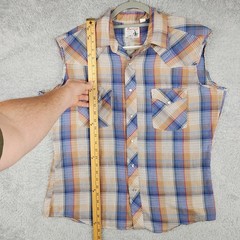 Vintage Round Up Shirt Mens Large Multicolor Plaid Western Pearl Snap 60s 70s