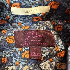 J.Crew Button Down Shirt Mens Small Blue Orange Floral Liberty Fabric AM052