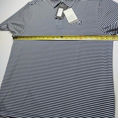 Under Armour Polo Shirt Mens Large UPF 30 Anti Odor Golf Performance Navy Stripe