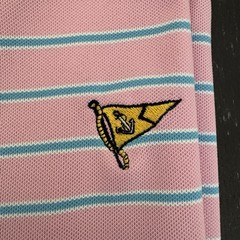 Peter Millar E4 Performance Summer Comfort Pink Blue Striped Polo Shirt Large