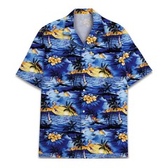 Mens Tropical Hawaiian Shirt Sunset Beach Summer Vacation