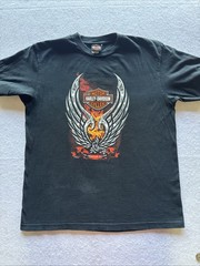 Harley Davidson T Shirt Men XL Malaysia Vintage Flames Wings Two Sided